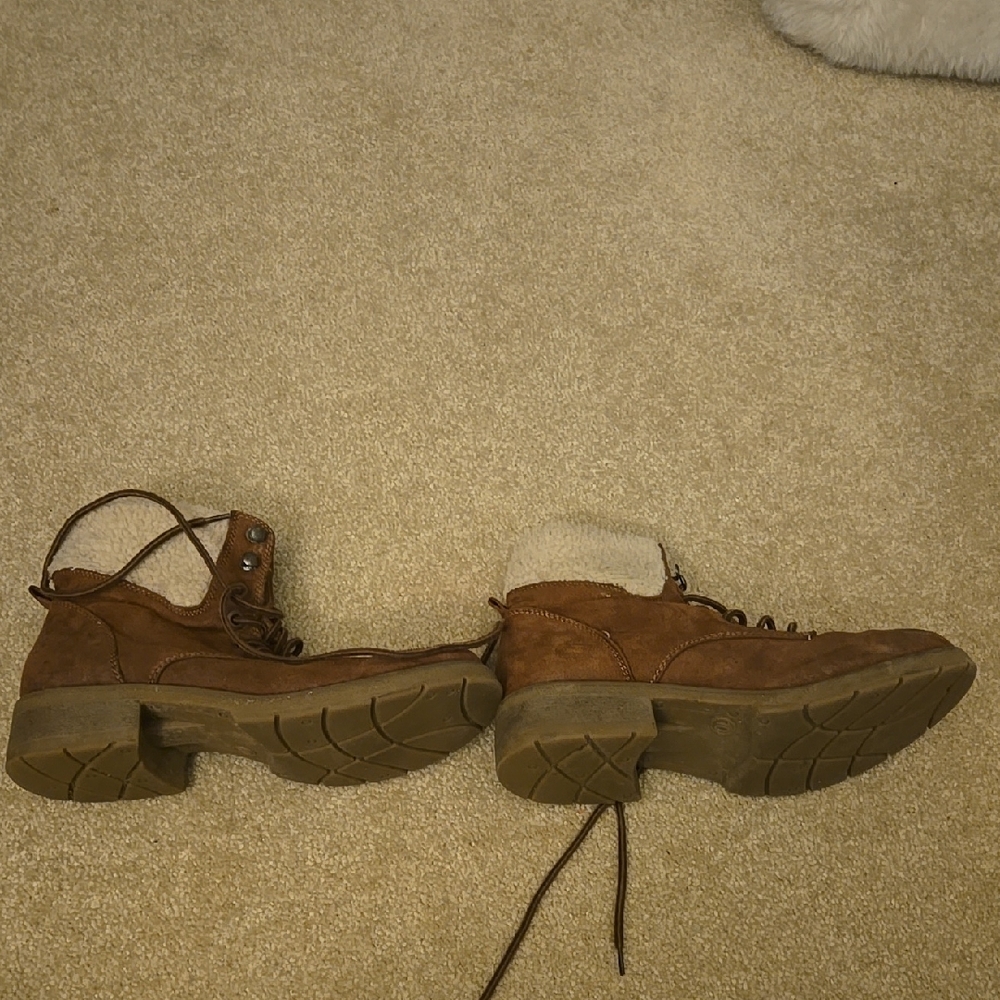 Brown Suede Ankle Boots with Fur Lining